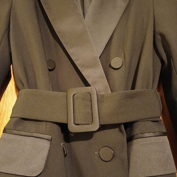 TOPSHOP Black Longline Dress Coat 2 - Picture 6 of 10